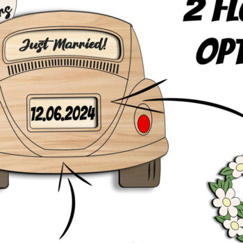 Intra απο ξύλο plywood 3mm-4mm πάχος – Κάτοχος χρημάτων Beetle Car Wedding Car Παντρεμένος Δίασταση  20x20 cm INTRAFABR-102046015 - Image 5