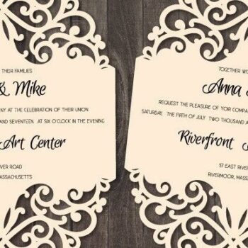 Intra απο ξύλο plywood 3mm-4mm πάχος – Γαμήλια κάρτα Cutout Πρότυπο Cricut Δίασταση  20x20 cm INTRAFABR-32546263 - Image 1