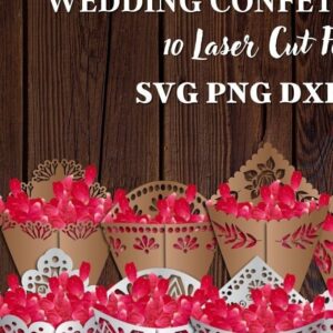 Intra απο ξύλο plywood 3mm-4mm πάχος – Πακέτο με χωνάκια κομφετί γάμου Δίασταση 20x20 cm INTRAFABR-34159107