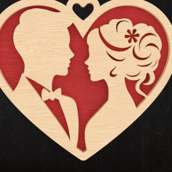 Intra απο ξύλο plywood 3mm-4mm πάχος – Γάμος Ζευγάρι Καρδιά Δίασταση  20x20 cm INTRAFABR-113317288 - Image 1