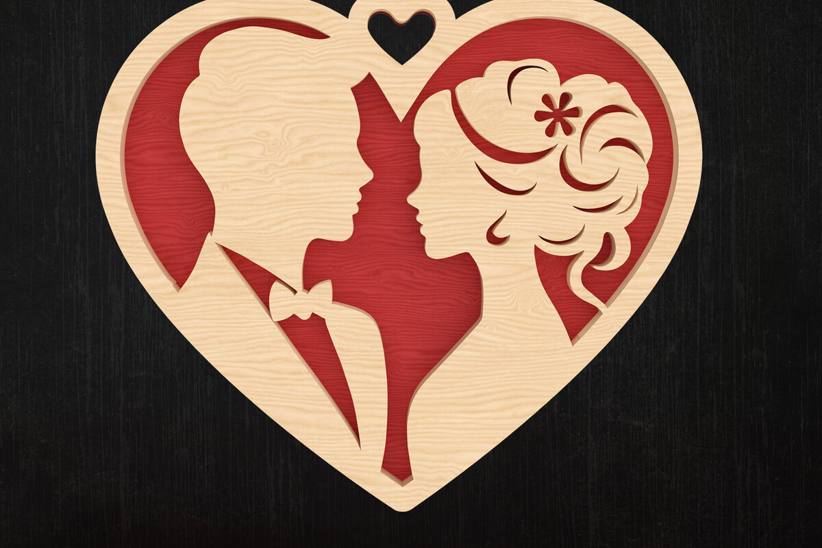 Intra απο ξύλο plywood 3mm-4mm πάχος – Γάμος Ζευγάρι Καρδιά Δίασταση  20x20 cm INTRAFABR-113317288