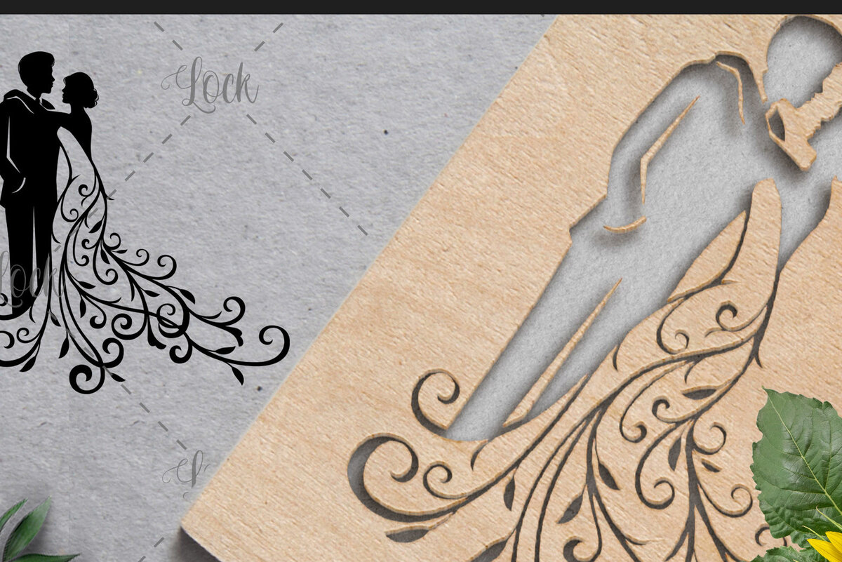 Intra απο ξύλο plywood 3mm-4mm πάχος – Ζευγάρι γάμου, Γυναίκα με φόρεμα Δίασταση  20x20 cm INTRAFABR-16709476