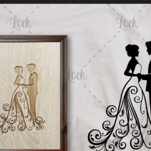 Intra απο ξύλο plywood 3mm-4mm πάχος – Ζευγάρι γάμου, Γυναίκα με φόρεμα Δίασταση 20x20 cm INTRAFABR-16709507