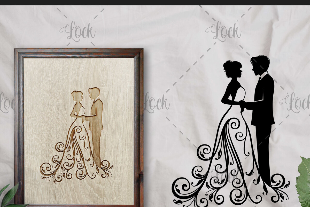Intra απο ξύλο plywood 3mm-4mm πάχος – Ζευγάρι γάμου, Γυναίκα με φόρεμα Δίασταση  20x20 cm INTRAFABR-16709507
