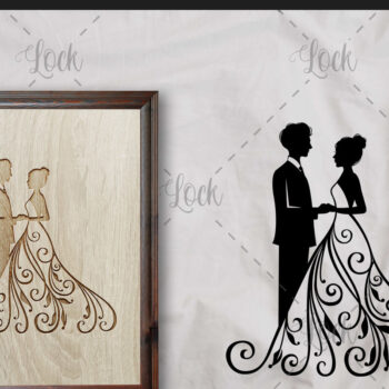 Intra απο ξύλο plywood 3mm-4mm πάχος – Ζευγάρι γάμου, Γυναίκα με φόρεμα Δίασταση  20x20 cm INTRAFABR-16709554 - Image 1