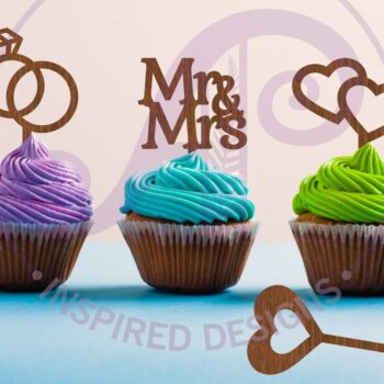 Intra απο ξύλο plywood 3mm-4mm πάχος – Toppers Cupcake γάμου, 6 σχεδίων Δίασταση  20x20 cm INTRAFABR-87946712 - Image 1