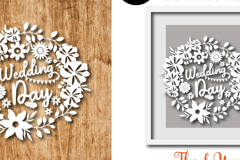 Intra απο ξύλο plywood 3mm-4mm πάχος – Wedding Day Laser/χάρτινο  κοπής Δίασταση  20x20 cm INTRAFABR-61609931