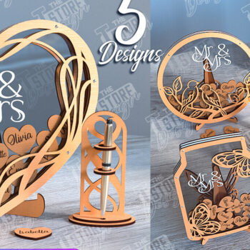 Intra απο ξύλο plywood 3mm-4mm πάχος – Πακέτο λέιζερ βιβλίου επισκεπτών Wedding Drop Box Δίασταση  20x20 cm INTRAFABR-102132817 - Image 1