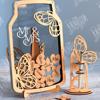 Intra απο ξύλο plywood 3mm-4mm πάχος – Πακέτο λέιζερ βιβλίου επισκεπτών Wedding Drop Box Δίασταση  20x20 cm INTRAFABR-102132817 - Image 3