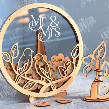 Intra απο ξύλο plywood 3mm-4mm πάχος – Πακέτο λέιζερ βιβλίου επισκεπτών Wedding Drop Box Δίασταση  20x20 cm INTRAFABR-102132817 - Image 4