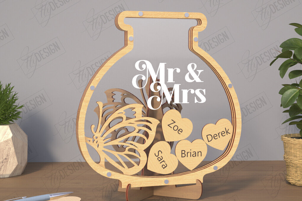 Intra απο ξύλο plywood 3mm-4mm πάχος – Πρότυπο βιβλίου επισκεπτών Wedding Drop Box |CNC Δίασταση  20x20 cm INTRAFABR-110846882