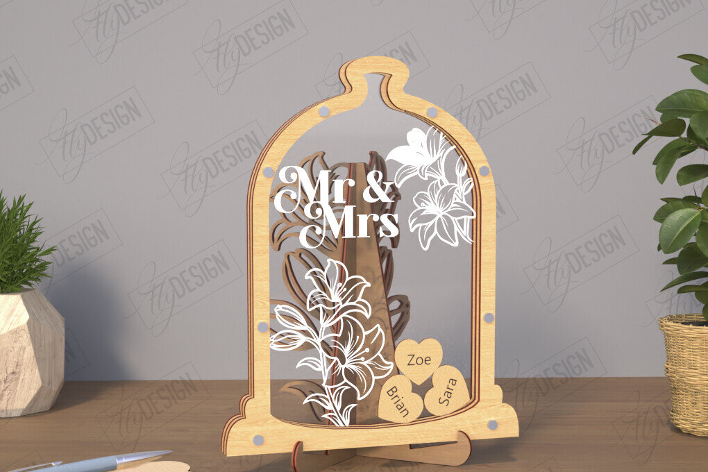 Intra απο ξύλο plywood 3mm-4mm πάχος – Πρότυπο βιβλίου επισκεπτών Wedding Drop Box |CNC Δίασταση  20x20 cm INTRAFABR-110846887