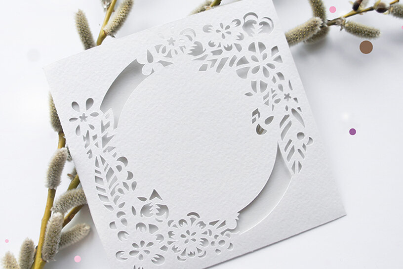 Intra απο ξύλο plywood 3mm-4mm πάχος – Πρότυπο κοπής με λέιζερ φακέλων γάμου Δίασταση  20x20 cm INTRAFABR-4682729