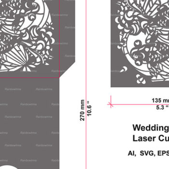 Intra απο ξύλο plywood 3mm-4mm πάχος – Πρότυπο κοπής με λέιζερ φακέλων γάμου. Δίασταση  20x20 cm INTRAFABR-4812560 - Image 2