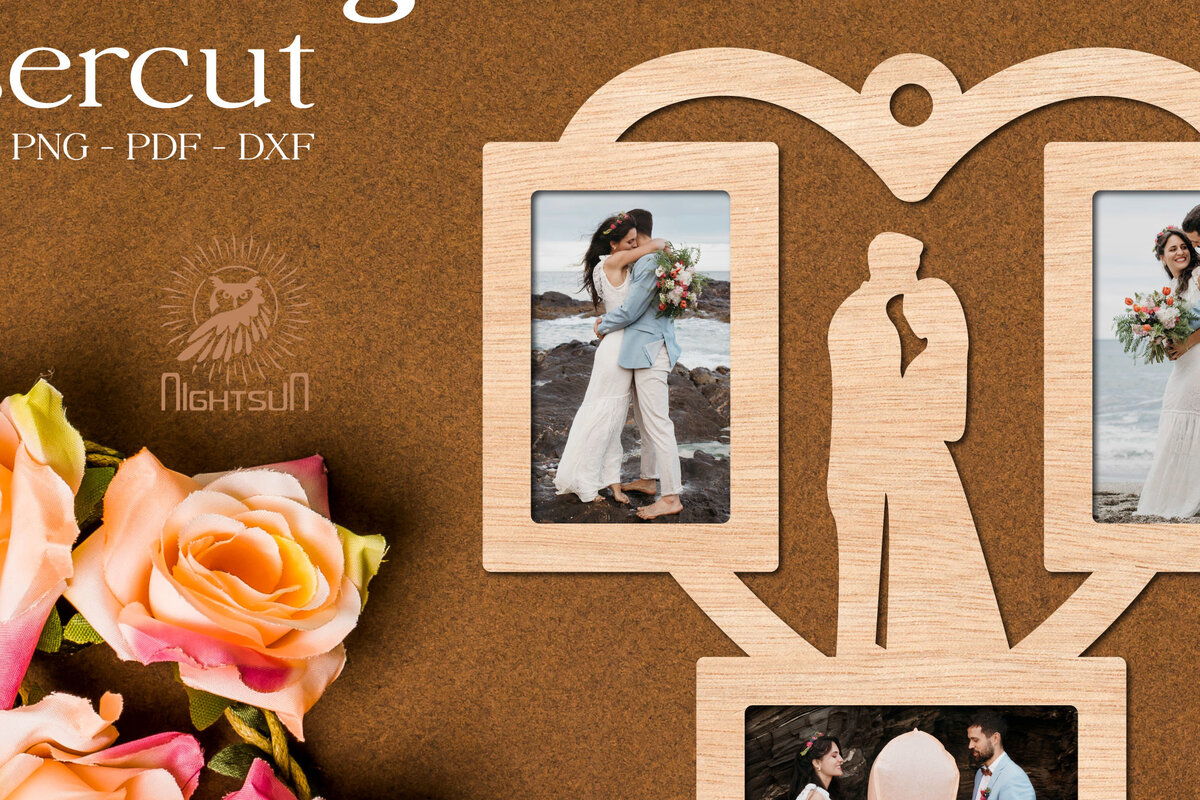 Intra απο ξύλο plywood 3mm-4mm πάχος – Κορνίζα Γάμου Καρδιά Lasercut Δίασταση  20x20 cm INTRAFABR-74402176