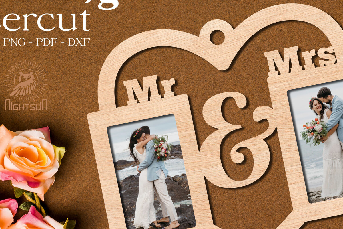 Intra απο ξύλο plywood 3mm-4mm πάχος – Κορνίζα Γάμου Lasercut Δίασταση  20x20 cm INTRAFABR-74402436