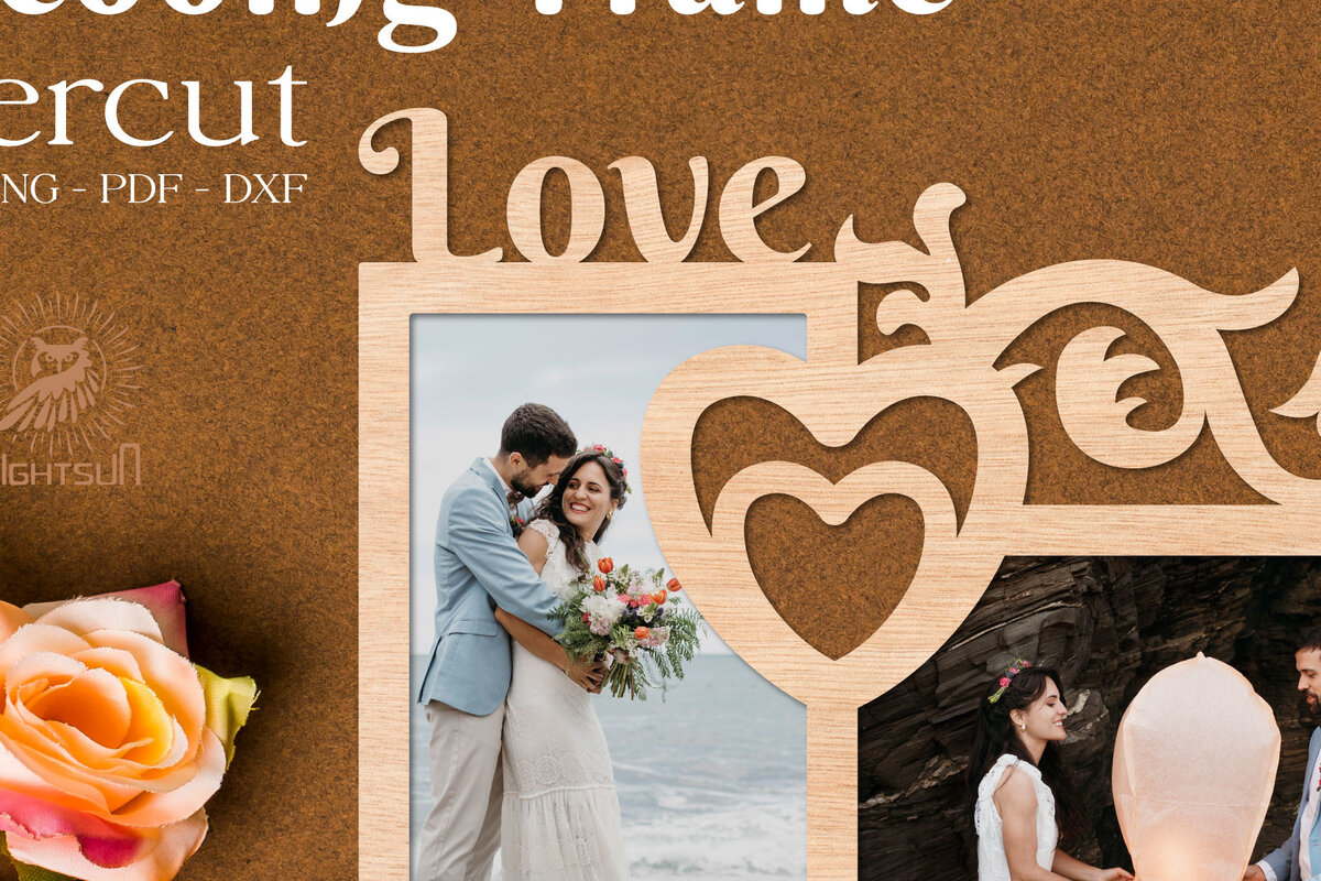 Intra απο ξύλο plywood 3mm-4mm πάχος – Κορνίζα γάμου Love Laercut Δίασταση  20x20 cm INTRAFABR-74402502