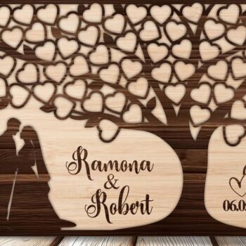 Intra απο ξύλο plywood 3mm-4mm πάχος – Βιβλίο επισκεπτών γάμου Tree of Heart Δίασταση  20x20 cm INTRAFABR-124456922 - Image 1