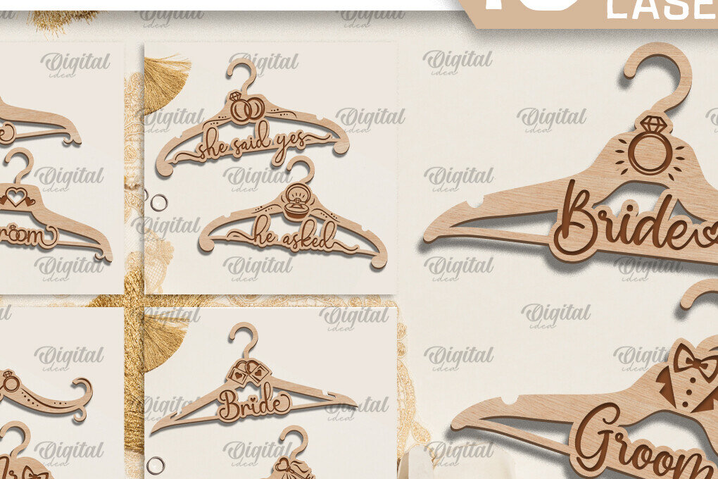 Intra απο ξύλο plywood 3mm-4mm πάχος – Κρεμάστρες Γάμου Δέσμη κοπής με λέιζερ Δίασταση  20x20 cm INTRAFABR-96586038