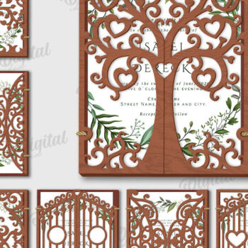 Intra απο ξύλο plywood 3mm-4mm πάχος – Πακέτο Laser Κάτοχοι Προσκλητηρίων Γάμου Δίασταση  20x20 cm INTRAFABR-120039563 - Image 1