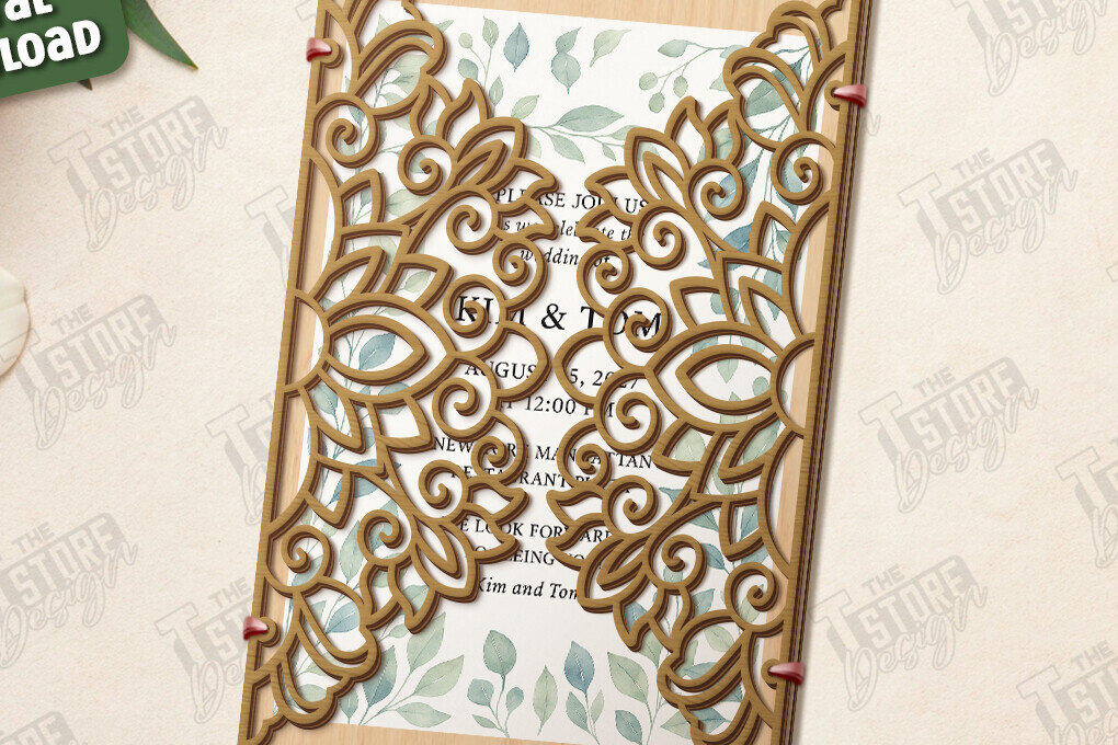 Intra απο ξύλο plywood 3mm-4mm πάχος – Προσκλητήριο Γάμου | Αρχείο CNC Δίασταση 20x20 cm INTRAFABR-123770531