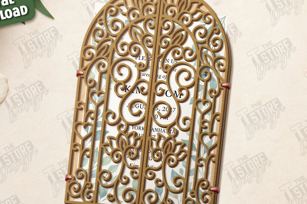 Intra απο ξύλο plywood 3mm-4mm πάχος – Προσκλητήριο Γάμου | Αρχείο CNC Δίασταση  20x20 cm INTRAFABR-123770539