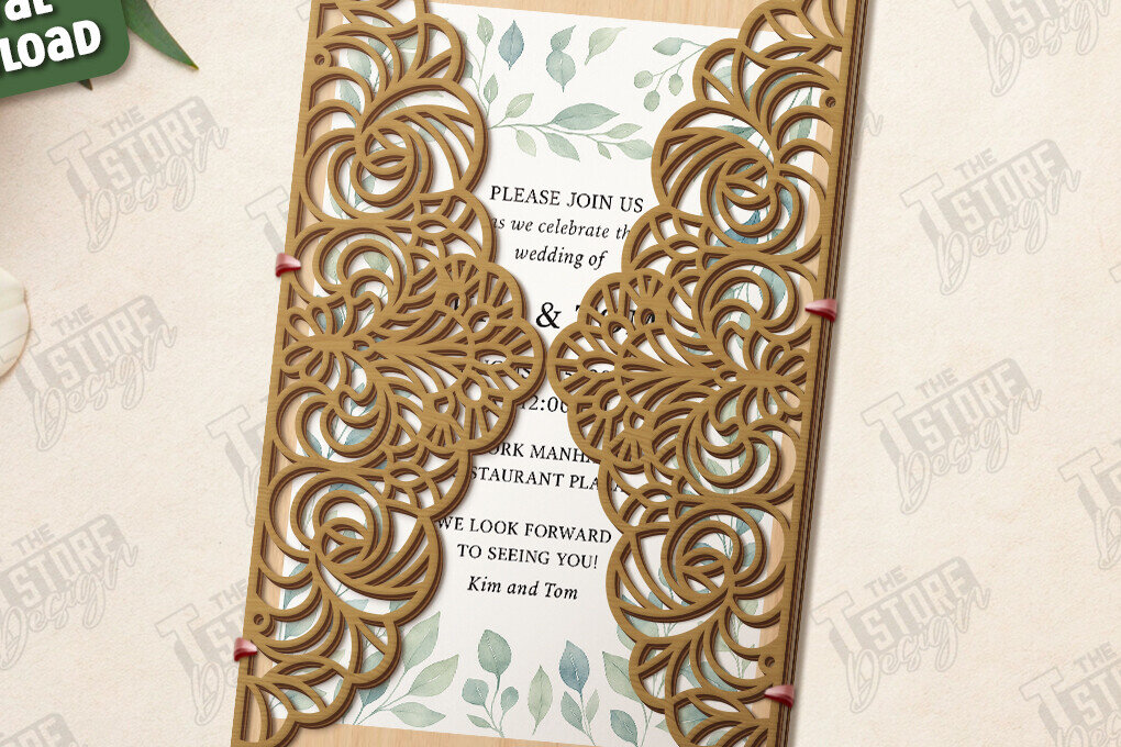 Intra απο ξύλο plywood 3mm-4mm πάχος – Προσκλητήριο Γάμου|Ημέρα γάμου Δίασταση  20x20 cm INTRAFABR-123625351