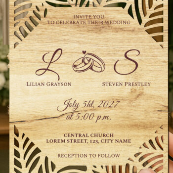 Intra απο ξύλο plywood 3mm-4mm πάχος – Σετ Προσκλητήριο Γάμου Δίασταση  20x20 cm INTRAFABR-124401753 - Image 1