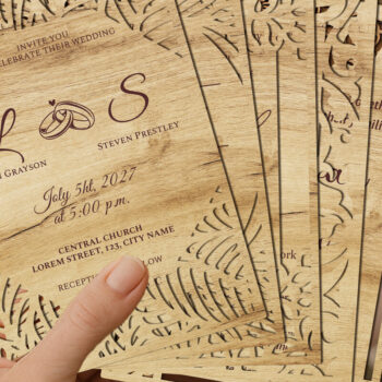 Intra απο ξύλο plywood 3mm-4mm πάχος – Σετ Προσκλητήριο Γάμου Δίασταση  20x20 cm INTRAFABR-124401753 - Image 2