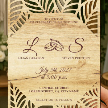 Intra απο ξύλο plywood 3mm-4mm πάχος – Σετ Προσκλητήριο Γάμου Δίασταση  20x20 cm INTRAFABR-124401753 - Image 3