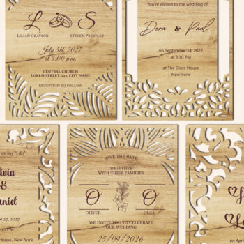 Intra απο ξύλο plywood 3mm-4mm πάχος – Σετ Προσκλητήριο Γάμου Δίασταση  20x20 cm INTRAFABR-124401753 - Image 4