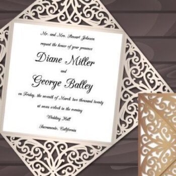 Intra απο ξύλο plywood 3mm-4mm πάχος – Προσκλητήριο γάμου Τετράπτυχη κάρτα Δίασταση  20x20 cm INTRAFABR-32391583 - Image 1