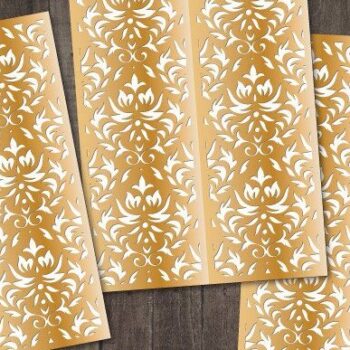 Intra απο ξύλο plywood 3mm-4mm πάχος – Προσκλητήριο Γάμου Gate Card Damask Δίασταση  20x20 cm INTRAFABR-34415084 - Image 3