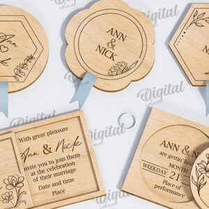 Intra απο ξύλο plywood 3mm-4mm πάχος – Προσκλητήρια Γάμου LaserCut Πακέτο Δίασταση  20x20 cm INTRAFABR-117336918