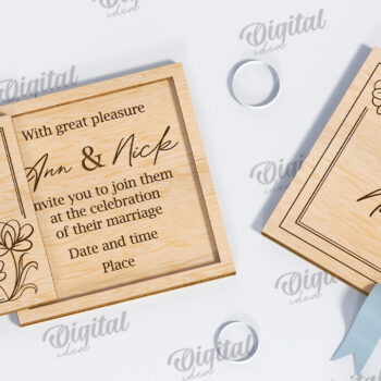 Intra απο ξύλο plywood 3mm-4mm πάχος – Προσκλητήρια Γάμου LaserCut Πακέτο Δίασταση  20x20 cm INTRAFABR-117336918 - Image 2