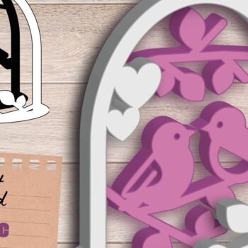 Intra απο ξύλο plywood 3mm-4mm πάχος – Τέχνη τοίχου με στρώματα γάμου, κοπή λέιζερ πτηνών Δίασταση  40x30 cm INTRAFABR-90083993 - Image 1