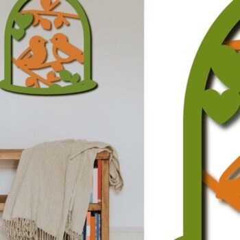 Intra απο ξύλο plywood 3mm-4mm πάχος – Τέχνη τοίχου με στρώματα γάμου, κοπή λέιζερ πτηνών Δίασταση  40x30 cm INTRAFABR-90083993 - Image 4