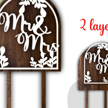 Intra απο ξύλο plywood 3mm-4mm πάχος – Wedding Mr and Cake Topper Δίασταση  20x20 cm INTRAFABR-77545624 - Image 1
