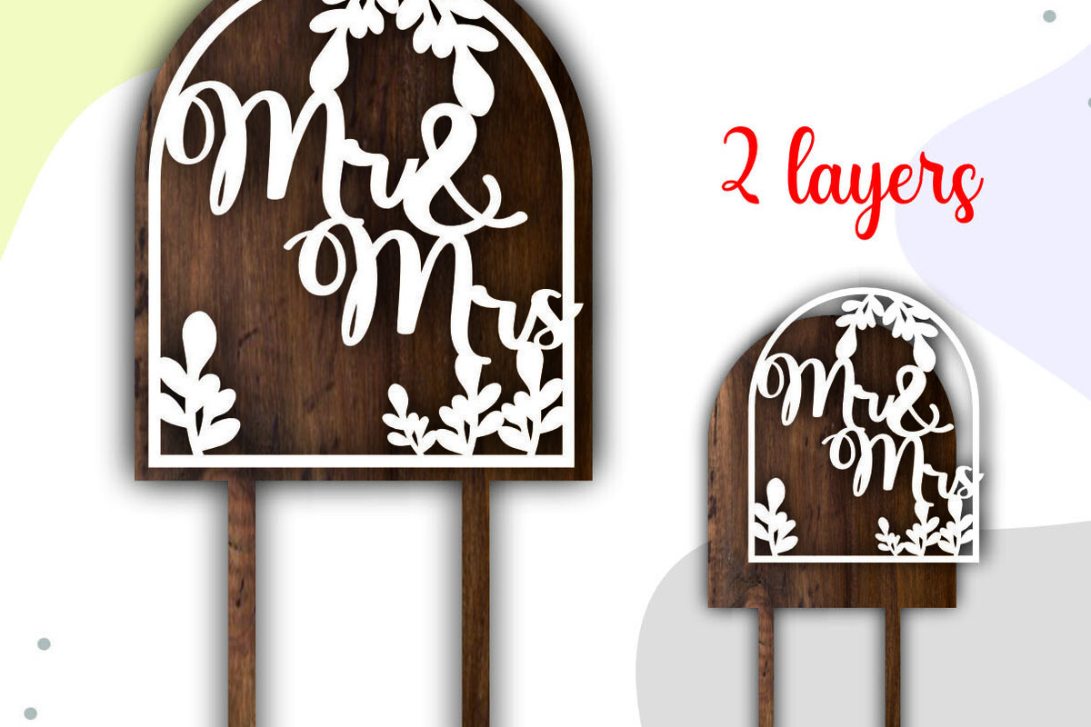 Intra απο ξύλο plywood 3mm-4mm πάχος – Wedding Mr and Cake Topper Δίασταση  20x20 cm INTRAFABR-77545624