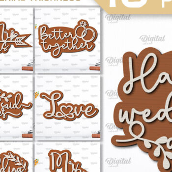 Intra απο ξύλο plywood 3mm-4mm πάχος – Φράσεις Γάμου Δέσμη κοπής με λέιζερ Δίασταση  20x20 cm INTRAFABR-99933889 - Image 1