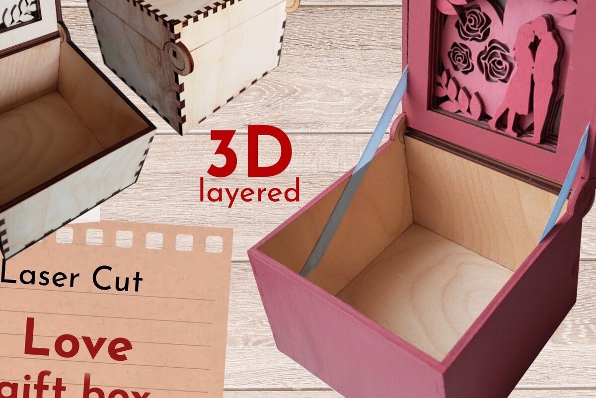 Intra απο ξύλο plywood 3mm-4mm πάχος – Κουτί για δαχτυλίδια γάμου, Δώρο Cut Laser Δίασταση  20x20 cm INTRAFABR-57038930