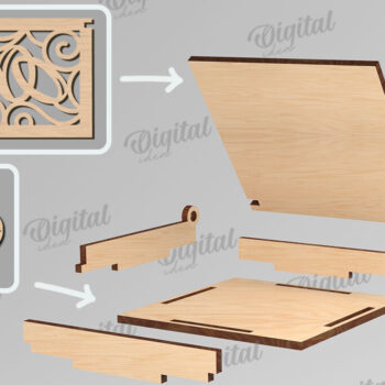 Intra απο ξύλο plywood 3mm-4mm πάχος – Κουτί βέρας με λέιζερ. 3D Ring Box Δίασταση  20x20 cm INTRAFABR-113845407 - Image 2