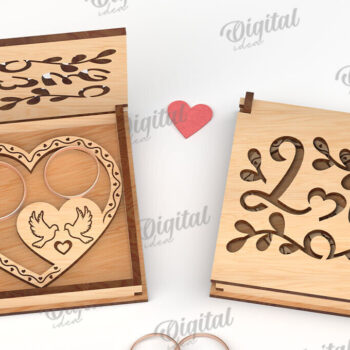 Intra απο ξύλο plywood 3mm-4mm πάχος – Κουτί βέρας με λέιζερ. 3D Ring Box Δίασταση  20x20 cm INTRAFABR-113845092 - Image 1