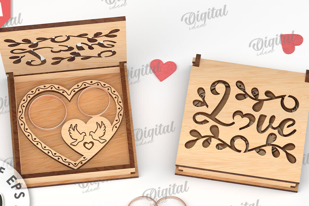 Intra απο ξύλο plywood 3mm-4mm πάχος – Κουτί βέρας με λέιζερ. 3D Ring Box Δίασταση  20x20 cm INTRAFABR-113845092