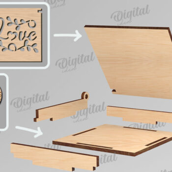 Intra απο ξύλο plywood 3mm-4mm πάχος – Κουτί βέρας με λέιζερ. 3D Ring Box Δίασταση  20x20 cm INTRAFABR-113845092 - Image 2