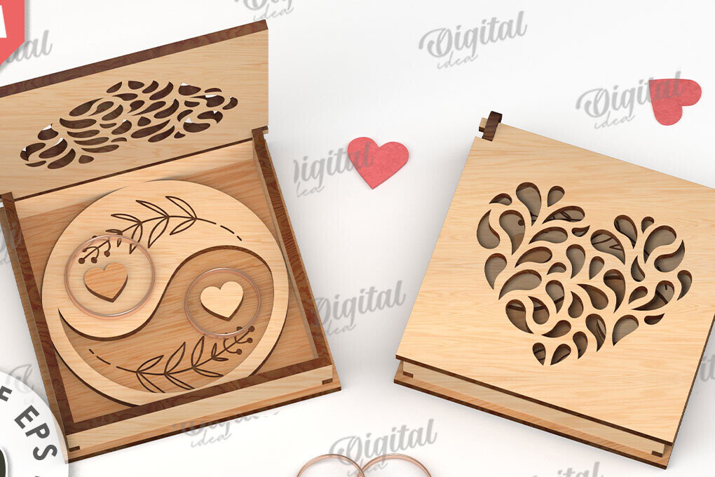 Intra απο ξύλο plywood 3mm-4mm πάχος – Κουτί βέρας με λέιζερ. 3D Ring Box Δίασταση  20x20 cm INTRAFABR-113845130