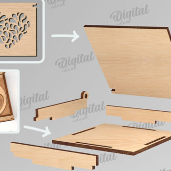 Intra απο ξύλο plywood 3mm-4mm πάχος – Κουτί βέρας με λέιζερ. 3D Ring Box Δίασταση  20x20 cm INTRAFABR-113845130 - Image 2