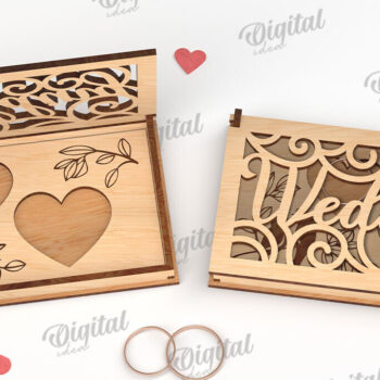 Intra απο ξύλο plywood 3mm-4mm πάχος – Κουτί βέρας με λέιζερ. 3D Ring Box Δίασταση  20x20 cm INTRAFABR-113845154 - Image 1