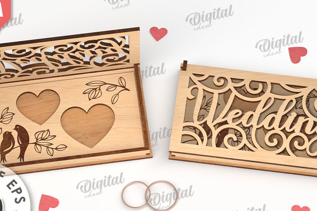 Intra απο ξύλο plywood 3mm-4mm πάχος – Κουτί βέρας με λέιζερ. 3D Ring Box Δίασταση  20x20 cm INTRAFABR-113845154