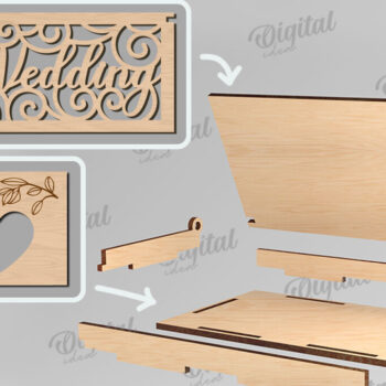 Intra απο ξύλο plywood 3mm-4mm πάχος – Κουτί βέρας με λέιζερ. 3D Ring Box Δίασταση  20x20 cm INTRAFABR-113845154 - Image 2